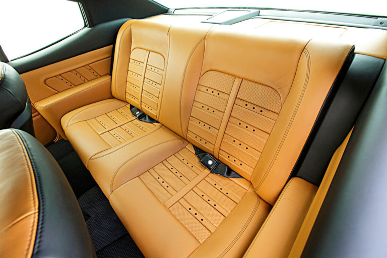Custom 1970 LS3 Chevelle leather interior back seat built by Goolsby Customs
