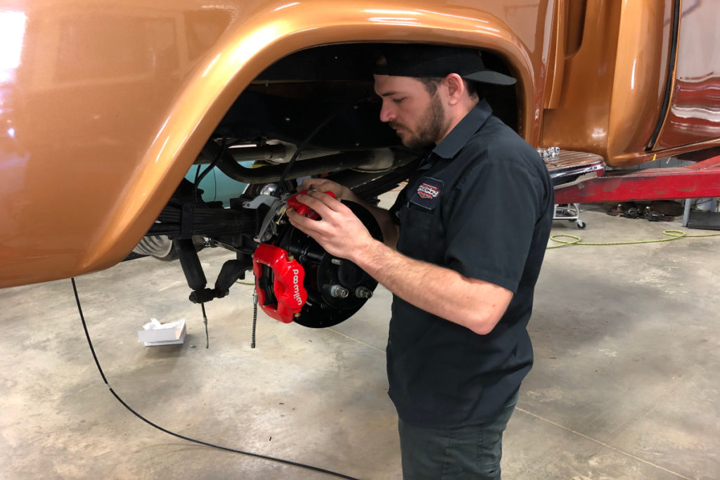 Gold 1957 Chevy Pickup Service Brakes at Goolsby Customs