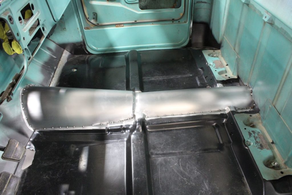 Kenzie's 1968 Chevy C10 hot rod truck transmission tunnel and fabrication