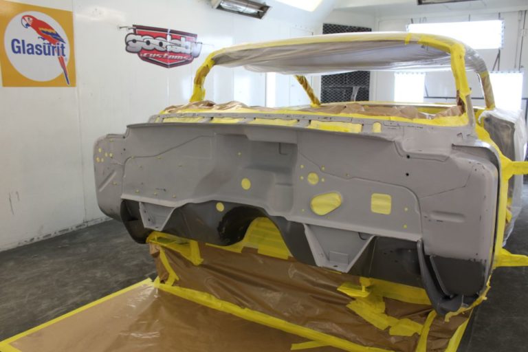 George Poteet's custom 1960 Chevy Impala in the paint booth