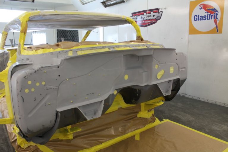 George Poteet's custom 1960 Chevy Impala in the paint booth