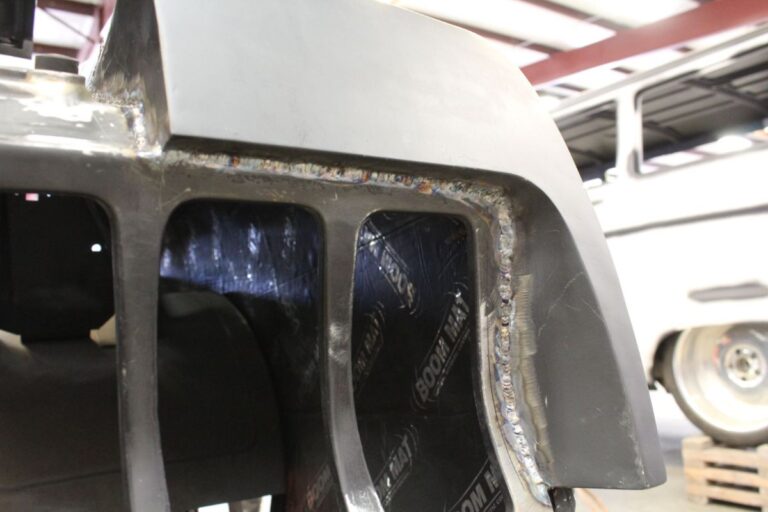Custom 1969 Fastback Mustang with supercharged coyote engine rear end fabrication