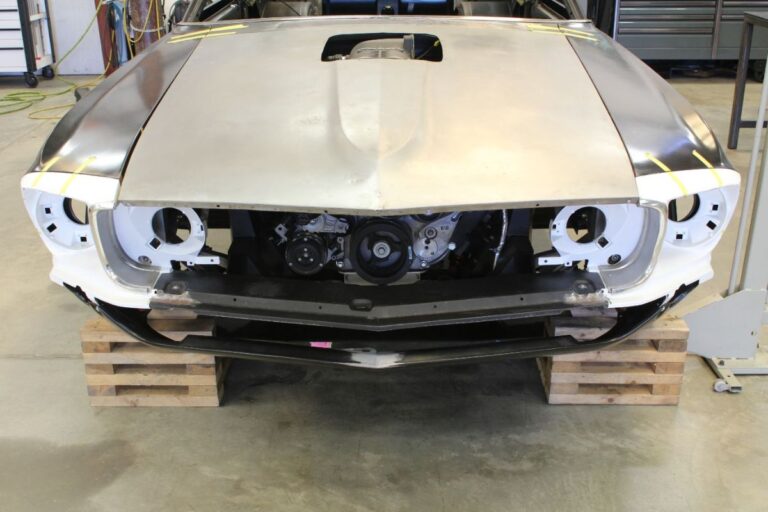 Custom 1969 Fastback Mustang supercharged coyote engine front end