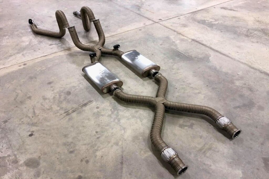 Custom LT4 1968 Chevy C10 Hot Rod Truck DEI Heat wrap on Magnaflow double x pipe exhaust