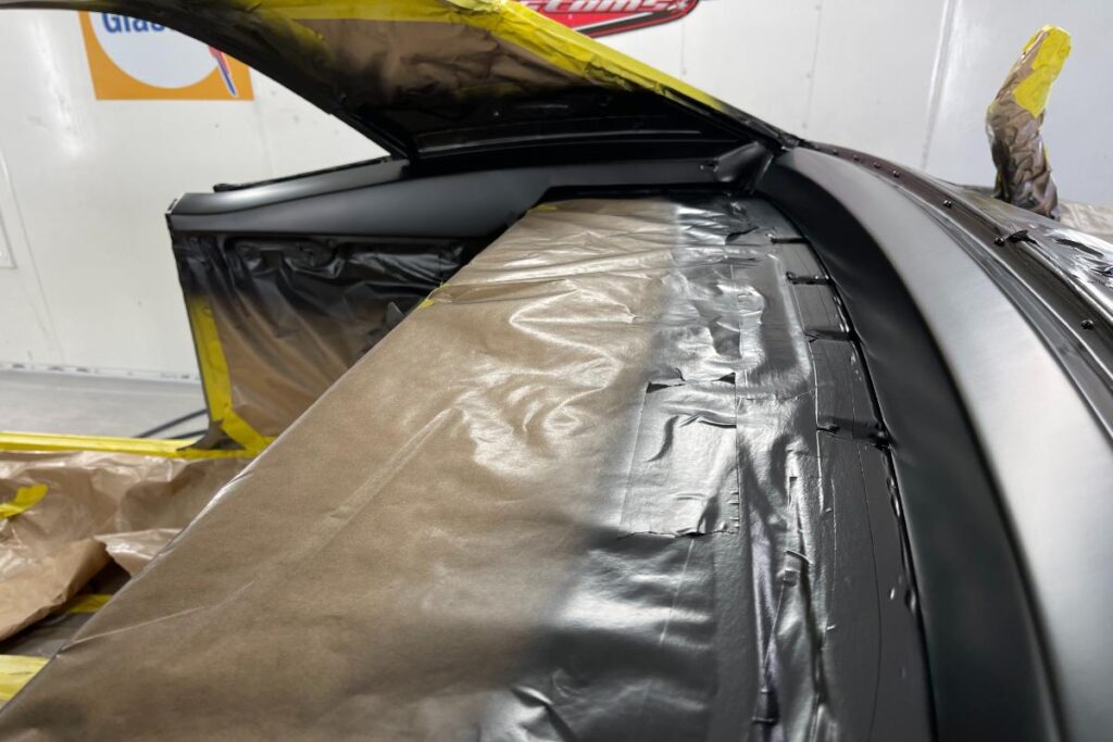 Custom LT4 1967 Camaro Pro Touring street rod in the paint shop