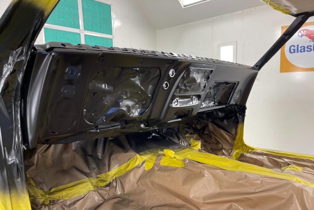 Custom LT4 1967 Camaro Pro Touring street rod in the paint shop